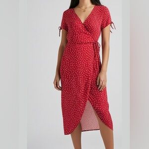 H&M Red polka dot Wrap dress EUC Small 4-6